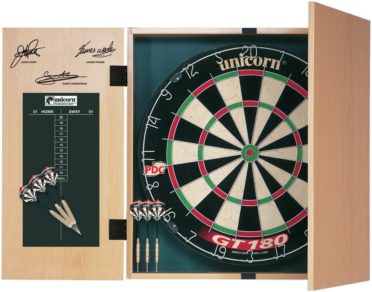 Unicorn Origineel Dartboard, kabinet / kast en darts | Unicorn Original Dartboard, Cabinet and Darts